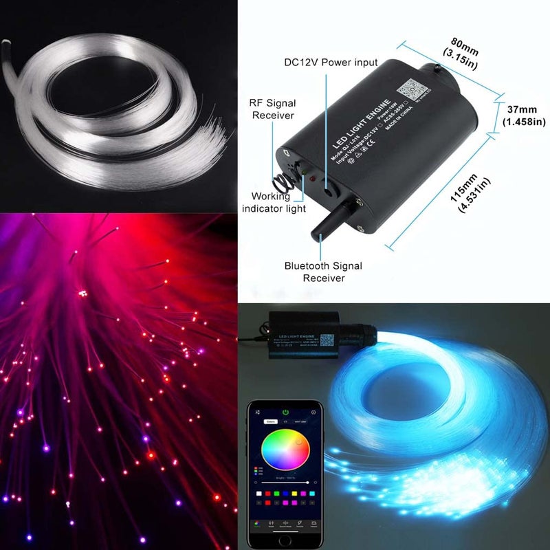 AZIMOM LED Bluetooth 16W RGBW Fiber Optic Light Star Ceiling Kits 150pcs 0.03in 6.5ft Sensor Music Mode Remote/APP Control Car Use Home Headliner Lighting Decoration - Image 3